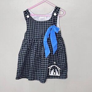 Black and White Nativity A-Line Dress with Blue Bow - Size 4t‎